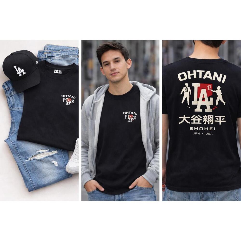 Shohei Ohtani LA Dodgers MLB Graphic Tee Black New Era Shirt Mens M